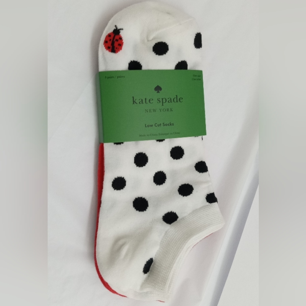 Kate Spade Low Cut Head Over Heels Lady Bug Polka Dot Socks - OSFO